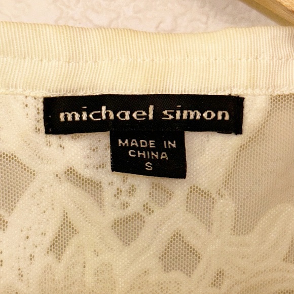 MICHAEL SIMON Textured white Floral Sheer Cropped Blazer Gold hardware SZ:Small - Picture 4 of 16